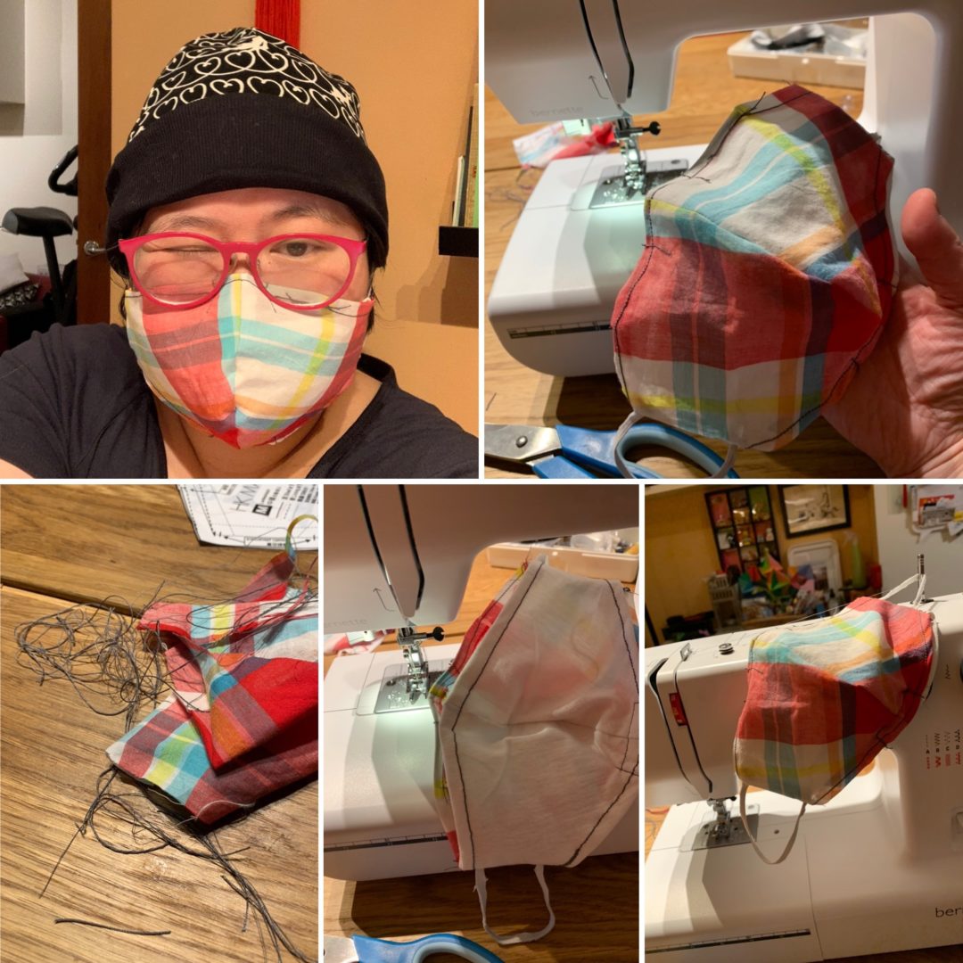 First time using sewing machine to make my own fabric face mask.